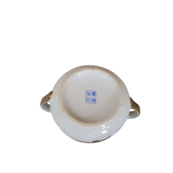 Vintage Japanese Porcelain Sugar Bowl With Lid & Double Handles Dragon Design Go - Picture 3 of 10